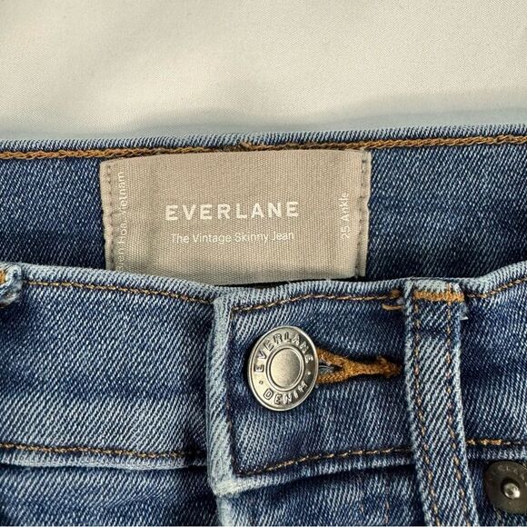 Everlane Size 25 Vintage High Rise Skinny Blue Jeans Ankle Stretch Button Fly - Picture 5 of 10